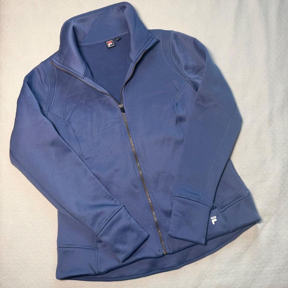 Fila Sport Womens XL Blue Full Zip Fleece Lined Track Jacket Thumbholes RN73277